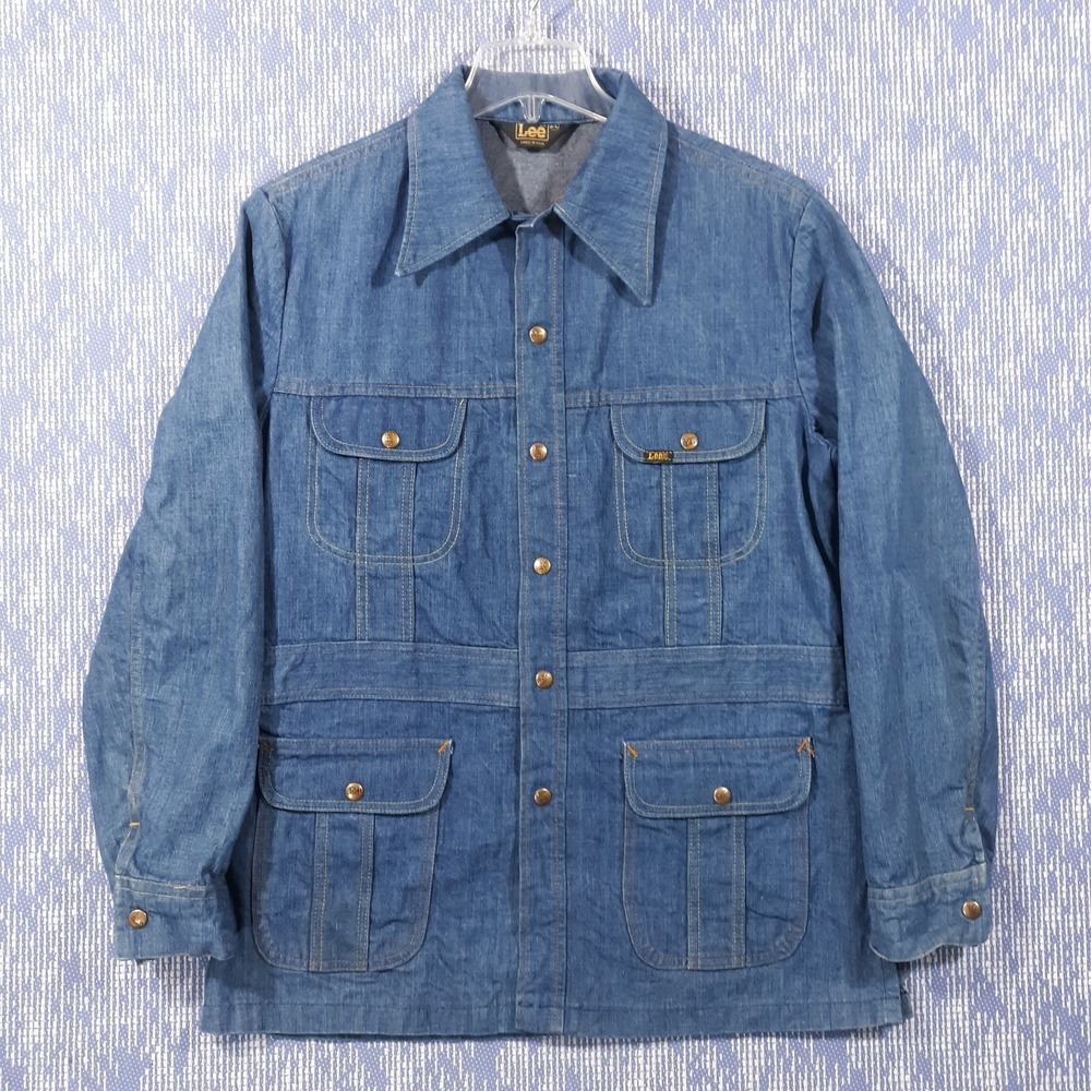 Lee Denim Jean Jacket Mens L Cotton Snap Collared Western Vintage 70s Made USA